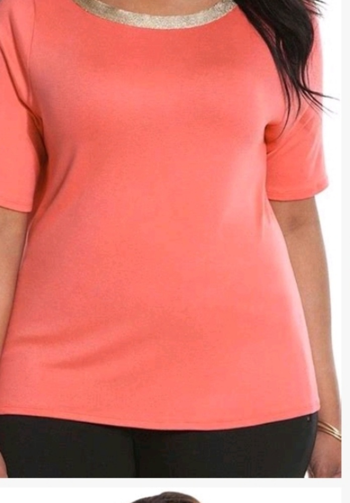Lane Bryant gold trimmed tee.